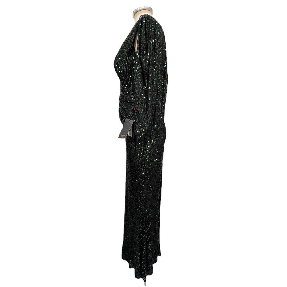 NEW Terani Couture Sequin V neck  Cape Sleeve Long Formal Maxi Gown Size 6 - Picture 5 of 12